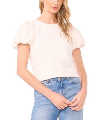 CeCe - Women's Crewneck Bubble-Sleeve Top