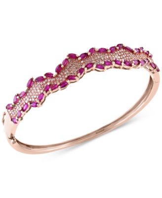 EFFY® Ruby (4-3/8 ct. t.w.) and Diamond (3/4 ct. t.w.) Bangle Bracelet in 14k Rose Gold, Created for Macy's image