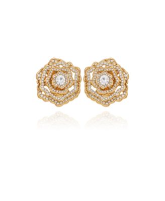 GUESS - Glass Stone Floral Stud Earrings