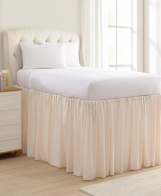 Laura Ashley - Solid Washed Microfiber Bedskirt, Twin XL