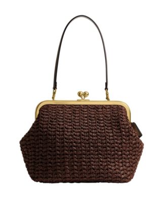 COACH - Weave Straw Kisslock Small Frame Bag