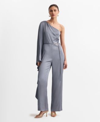 MANGO - Women's Asymmetrical Flared-Sleeve Jumpsuit