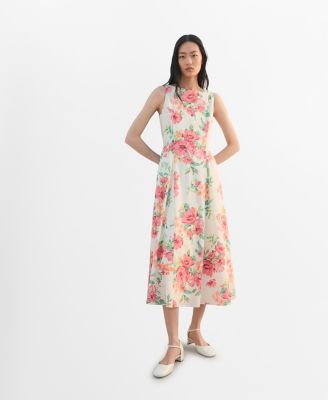 MANGO - Women's Floral-Print Flared Dress