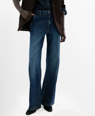 MANGO - Women's Wide Leg Mid-Rise Jeans