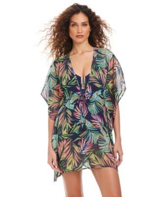 Beyond Control - Women's V-Neck Printed Swim Caftan