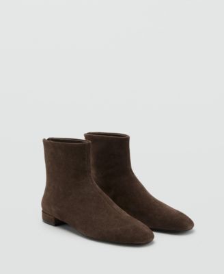 MANGO - Women's Round Toe Suede Ankle Boots