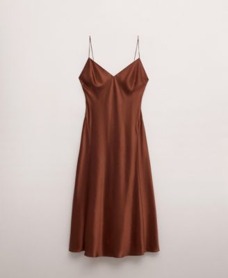 MANGO - Women's Satin Silk Blend Dress