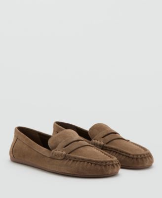 MANGO - Women's Suede Penny Loafers