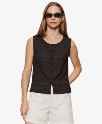 Sanctuary - Women's Crewneck Button-Front Textured Top