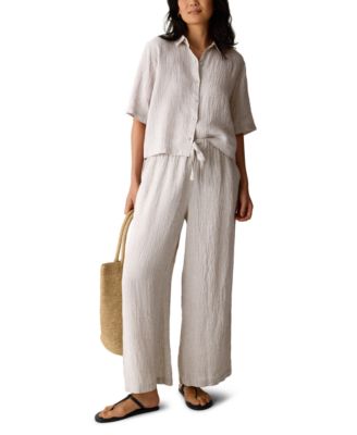 Eileen Fisher - Women's Seersucker Stripe Drawstring Pants