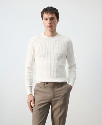 MANGO - Men's Cotton Cable-Knit Sweater