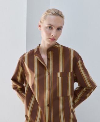 MANGO - Women's Stripe Printed Midi Caftan