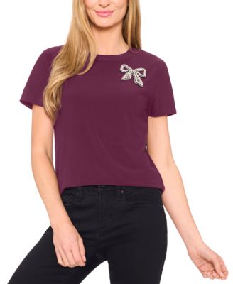 CeCe - Women's Embellished Bow Tee