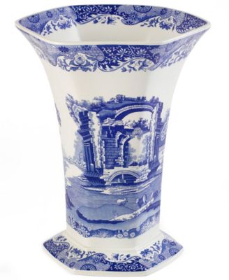 Spode - "Blue Italian" Hexagonal Vase, 10.5"