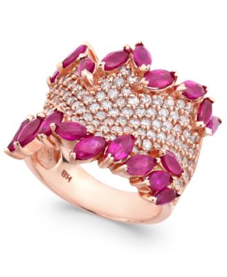 EFFY® Ruby (3-1/4 ct. t.w.) & Diamond (1-3/8 ct. t.w.) Ring in 14k Rose Gold image