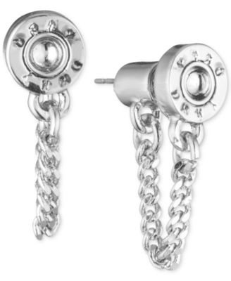 DKNY - Logo Rivet Chain Front & Back Earrings