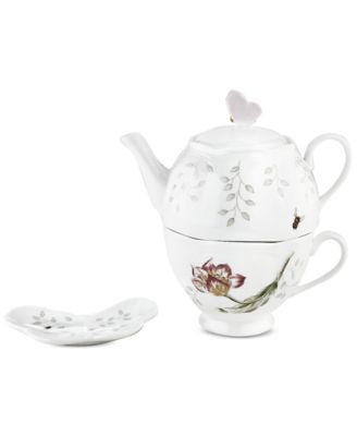 Lenox - "Butterfly Meadow" Stackable Tea Set with Bag Holder