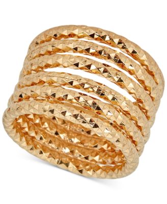 Italian Gold - Textured Multi-Band Ring in 14k Gold-Plated Sterling Silver