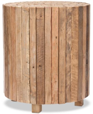 Safavieh - Richmond Rustic Wood Block Round End Table, Quick Ship