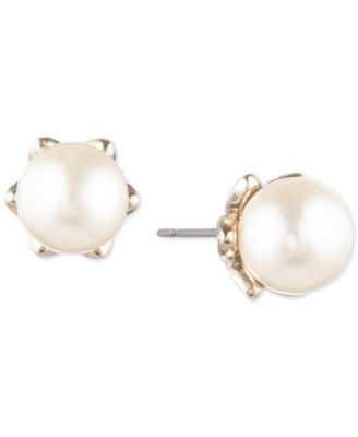 Marchesa - Gold-Tone Imitation Pearl Stud Earrings