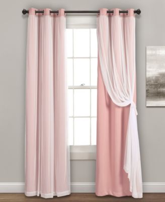 Lush Décor - Solid and Sheer Layered 38" x 84" Blackout Curtain Set