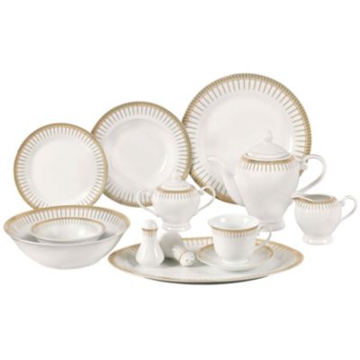 Lorren Home Trends - 57 Piece Porcelain Dinnerware Set, Service for 8