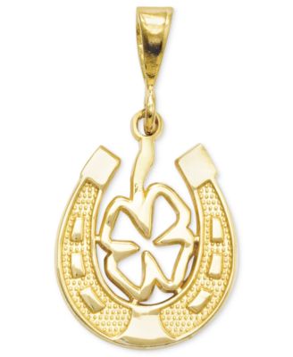 Macy's - 14k Gold Charm, Four Leaf Clover and Horseshoe Charm