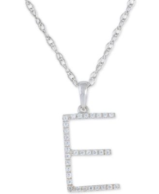 Diamond (1/10 ct. t.w.) Initial Pendant Necklace in 10k White Gold, 16" + 2" extender image