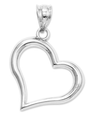 Macy's - 14k White Gold Charm, Open Heart Charm