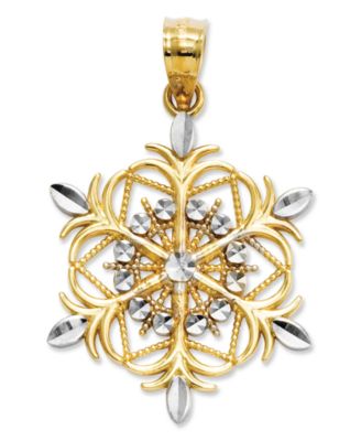 Macy's - 14k Gold and Sterling Silver Charm, Snowflake Charm