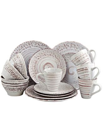 Elama - Malibu Sands 16-Piece Dinnerware Set in Shell