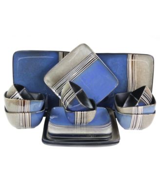 Elama - Uptown Loft 16 Piece Double Bowl Stoneware Dinnerware Set with Service for 4