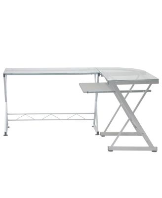 RTA Products - Techni Mobili L-Shaped Glass Top Computer Desk, Quick Ship