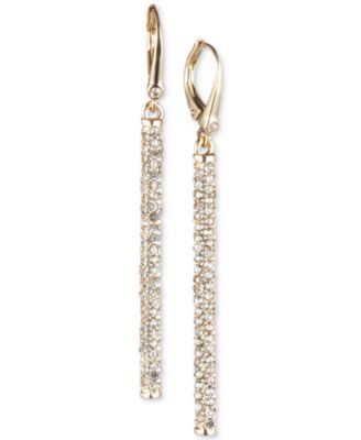 DKNY - Gold-Tone Micropav&eacute; Linear Drop Earrings