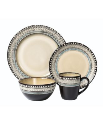 Lorren Home Trends - 16 Piece Glazed Dinnerware Neutral (Service for 4)
