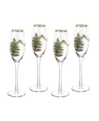 Spode - Christmas Tree Champagne Flutes, Set of 4