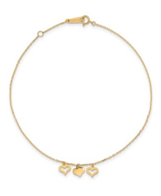 Macy's - Three Heart Anklet in 14k Yellow Gold