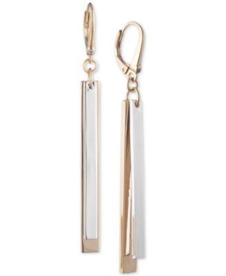 DKNY - Two-Tone Pav&eacute; Stick Linear Drop Earrings