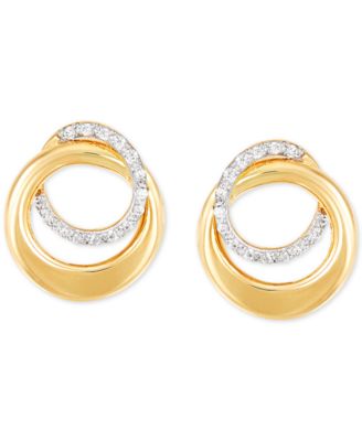 Macy's - Diamond Interlocking Circle Stud Earrings (1/10 ct. t.w.) in 10k Gold