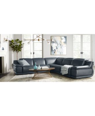 Furniture - Daisley 6-Pc. Leather "L" Shaped Sectional Sofa with 2 Power Recliners