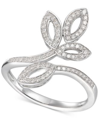 Macy's - Diamond Leaf-Inspired Statement Ring (1/4 ct. t.w.) in Sterling Silver