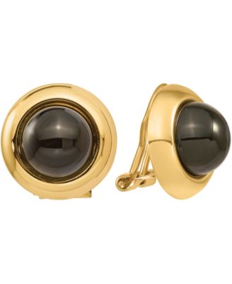 Macy's - Onyx Button Clip-On Earrings in 14k Gold