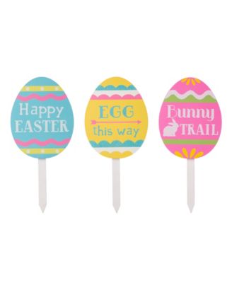 Set of 3 15"H Wooden Easter Egg Yard Stake image