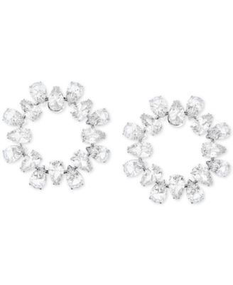 Swarovski - Silver-Tone Crystal Circle Stud Earrings