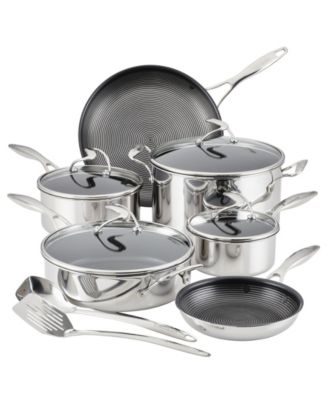 Circulon - SteelShield C-Series Tri-Ply Clad Nonstick Cookware Plus Bonus Utensil Set, 12-Piece, Silver
