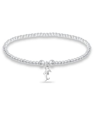 Bead Dolphin Charm Bracelet in Silver Plate image