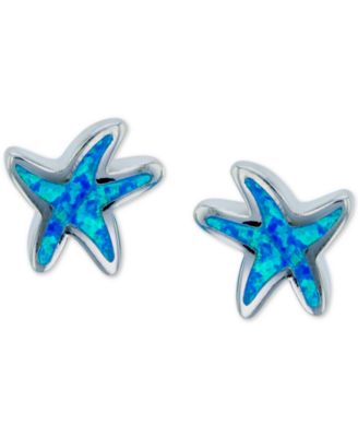 Macy's - Lab-Created Blue Opal Starfish Stud Earrings in Sterling Silver