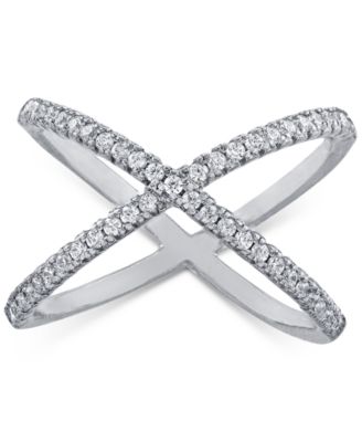 Macy's - Pav&eacute; Criss Cross Band Ring in Sterling Silver