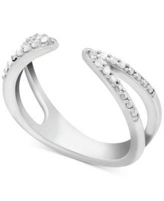 Macy's - Diamond Cuff Ring (1/10 ct. t.w.) in Sterling Silver