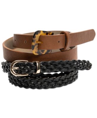 Giani Bernini - 2-Pk. Solid & Braided Belt Set